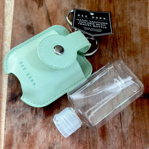 ❗️2/$22❗️ RAE DUNN STAY SAFE HAND SANITIZER HOLDER & BOTTLE HOLIDAY SOCK GIFT - Picture 3 of 5
